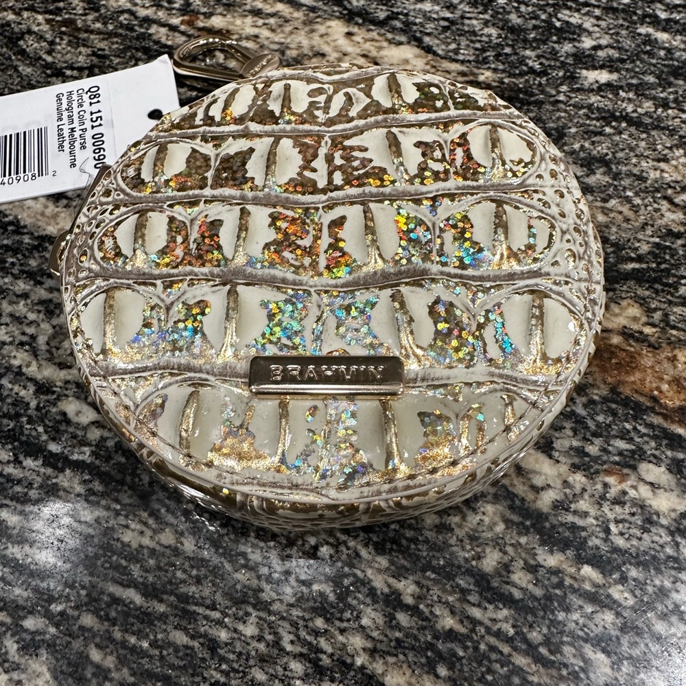 ✨💎BNWT💎✨BRAHMIN CIRCLE MELBOURNE HOLOGRAM LEATHER COIN PURSE - Picture 3 of 9